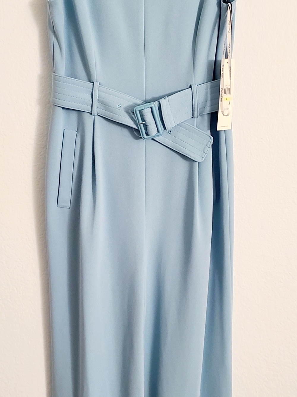 Calvin Klein Light Blue Belted Jumpsuit - Picture 1 of 3
